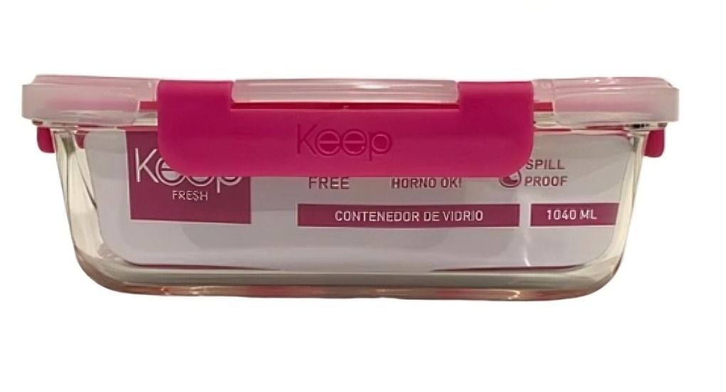 HERMETICO RECTANGULAR 1040ML GLASS KEEP FUCSIA-0
