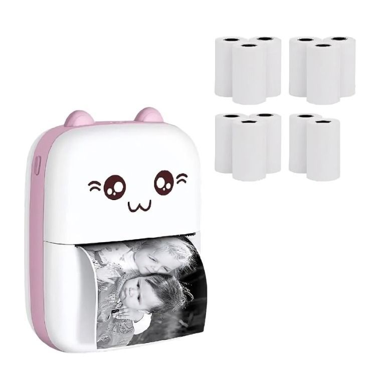 Mini Impresora Térmica Portátil Bluetooth Gatito + 11 Rollos-2