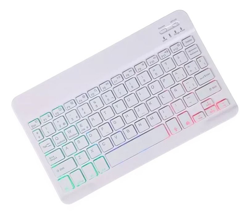Teclados Bluetooth Español Blanco con Luz-1