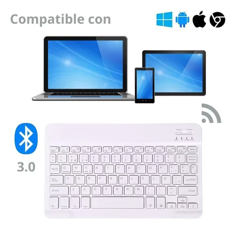 Teclados Bluetooth Español Blanco con Luz-2