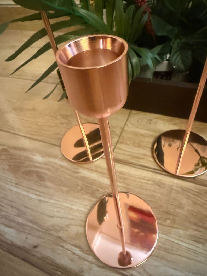 CANDELADRO PORTA VELA SET 3 UNIDADES GOLD/ROSA-1