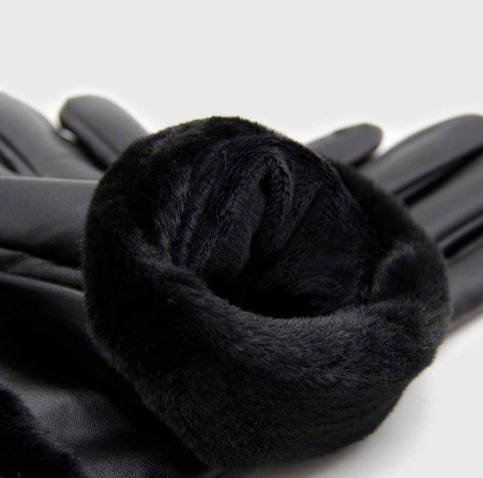 GUANTE CUERINA FORRADO SUAVE PELUDO NEGRO ADULTO MUJER -1
