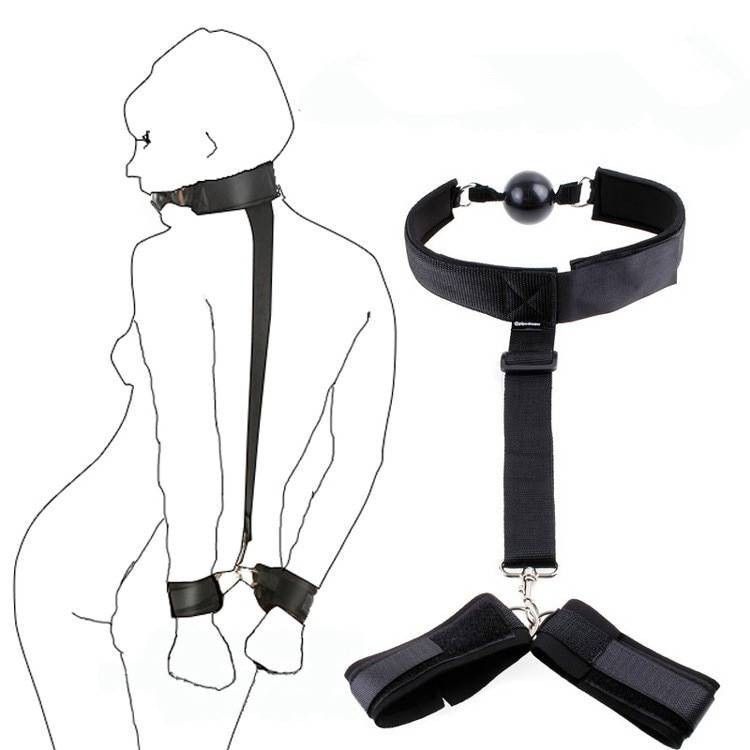 Mordaza y ataduras para Bondage Negro-1