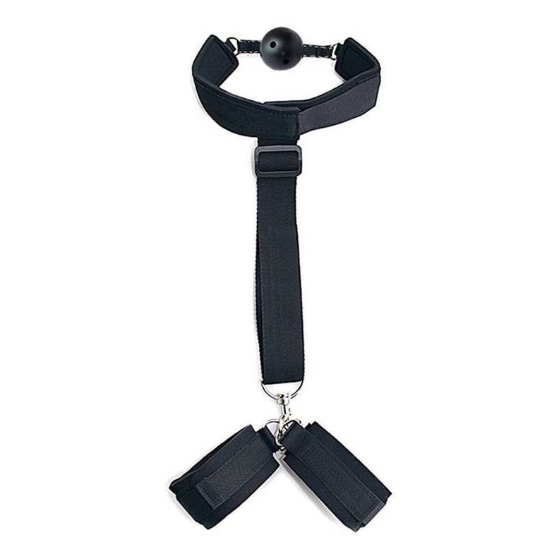 Mordaza y ataduras para Bondage Negro-0