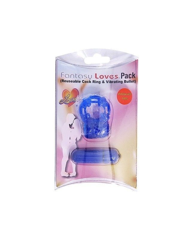 Anillo Vibrador Fantasy Loves + Bala Vibradora Azul-4