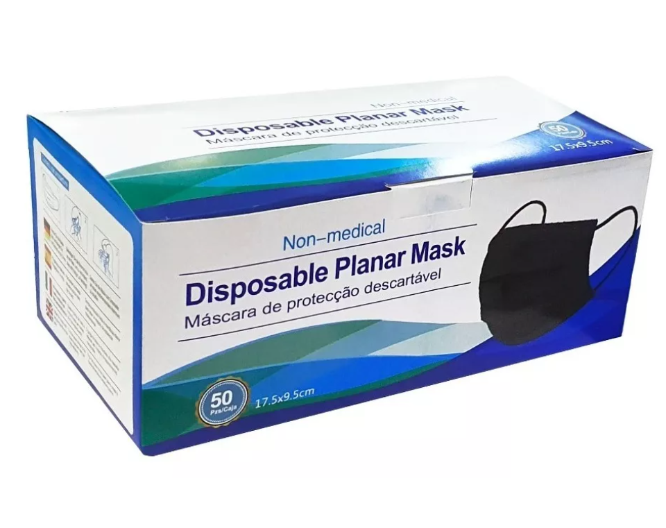 Mascarillas Quirúrgicas Negro Desechable 3 Capas 50 Unidades-7