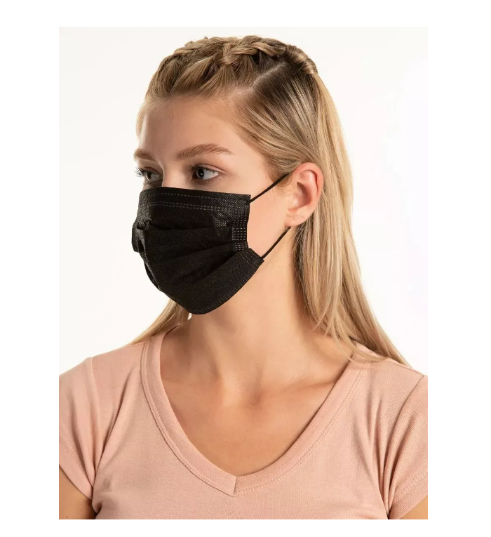 Mascarillas Quirúrgicas Negro Desechable 3 Capas 50 Unidades-4