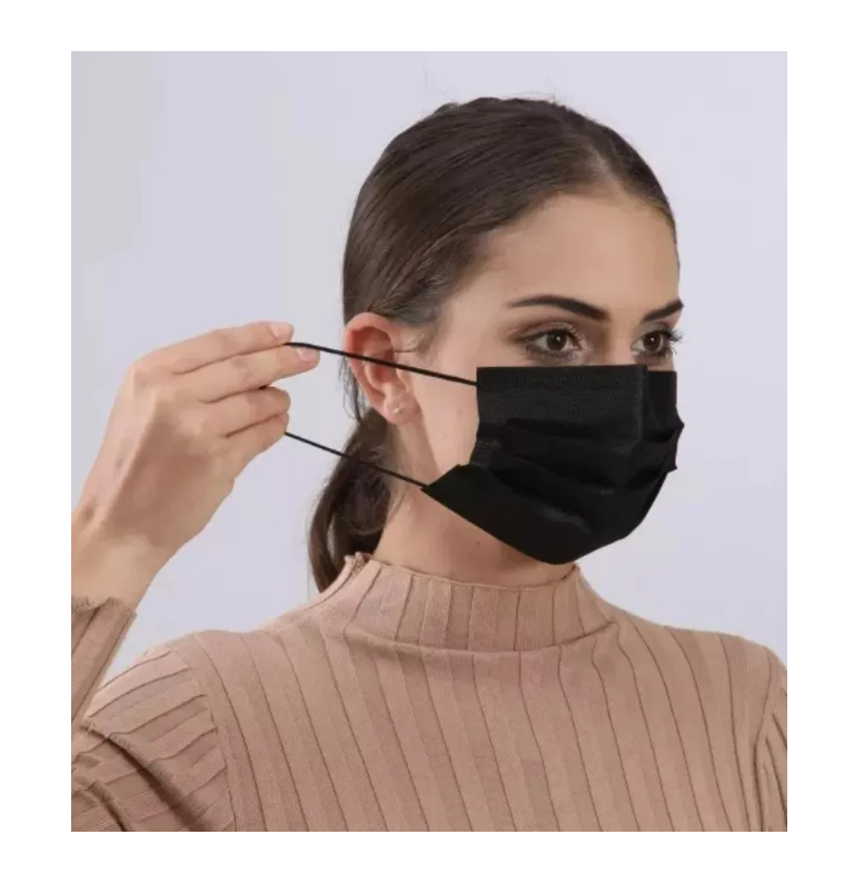 Mascarillas Quirúrgicas Negro Desechable 3 Capas 50 Unidades-6