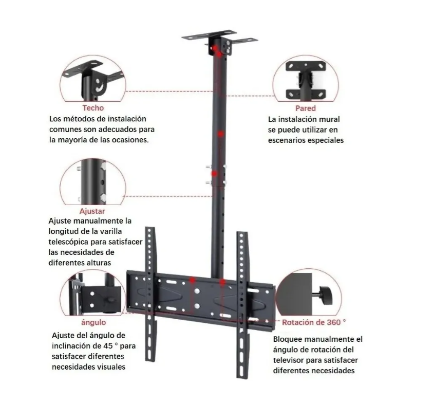 Soporte Tv Techo O Pared Ajustable Base 26 A 60-6
