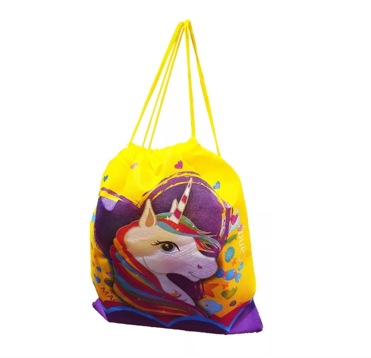 X12 Bolsa Mochila Reutilizable Unicornio Reciclable 34x28cm-1