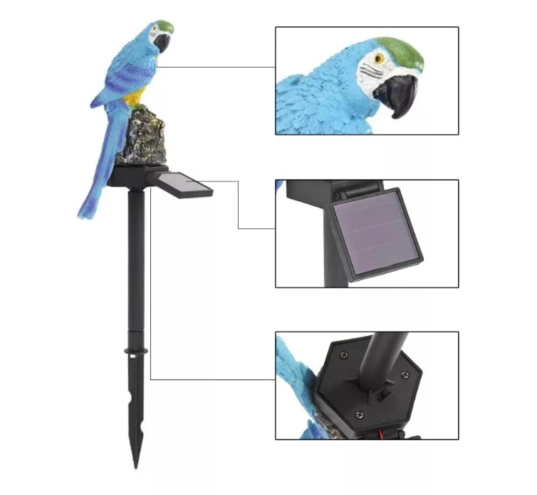 Lampara Led Solar Pajaro Loro Jardin Terraza Decoracion-1