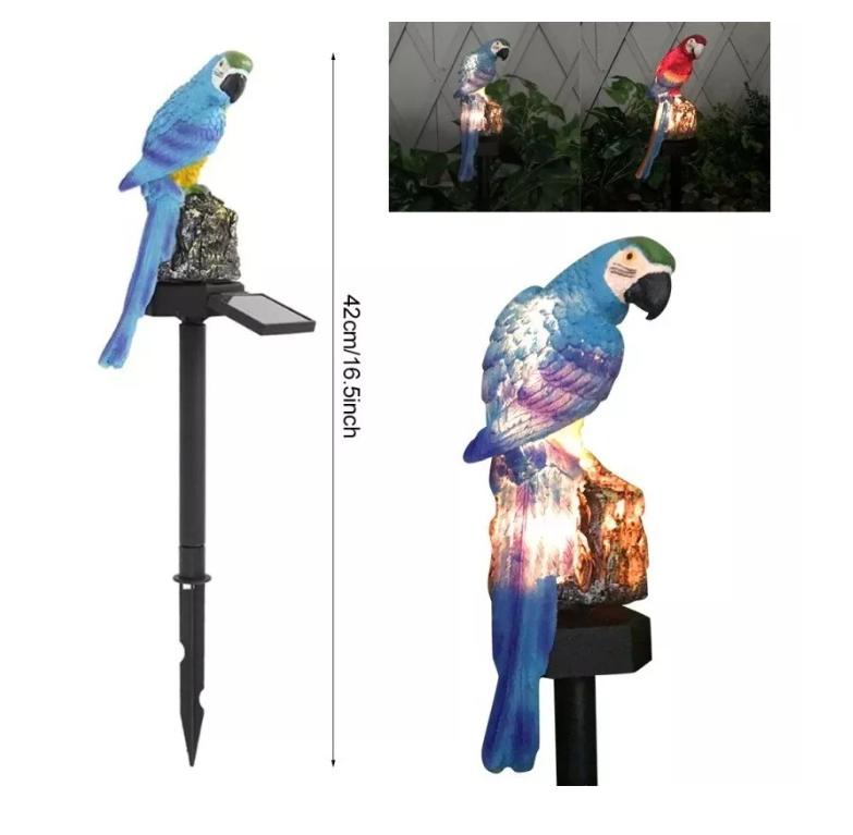 Lampara Led Solar Pajaro Loro Jardin Terraza Decoracion-2