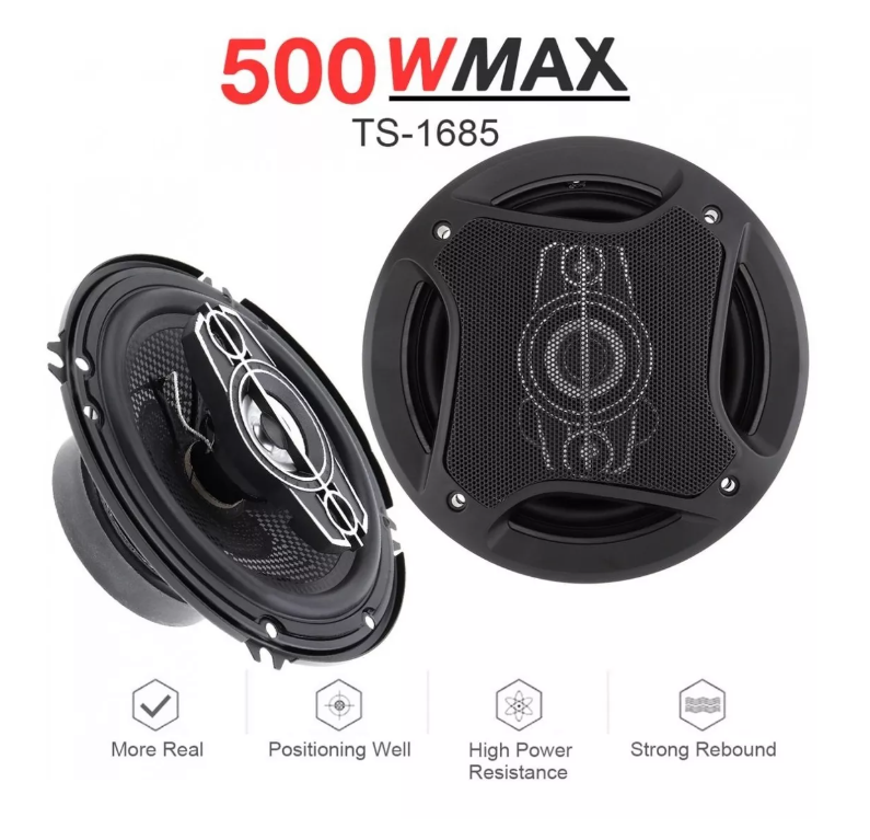 Kit 2 Parlantes Auto 16cm Redondo 500w Coaxial-2