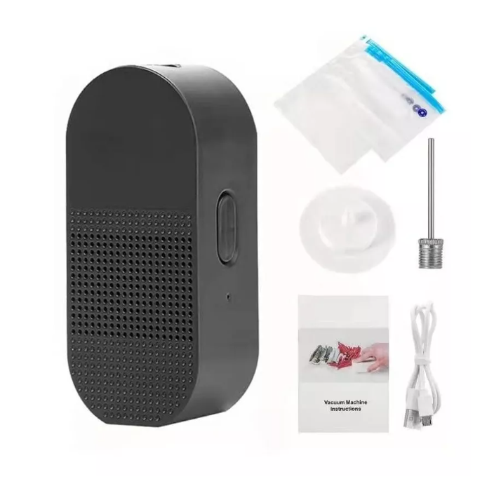 Mini Compresor Aire Inflador Vacío Alimento 2 En 1 + 5 Bolsa-0