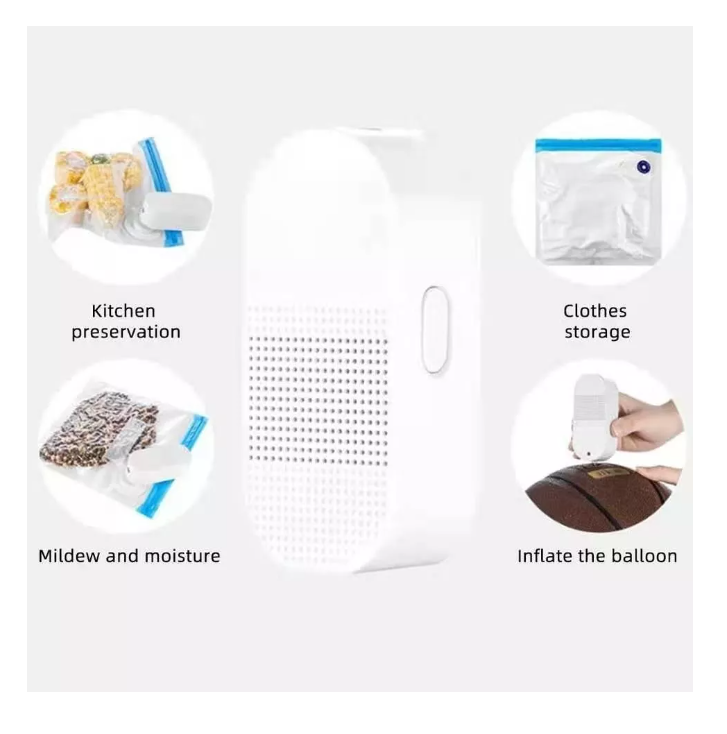 Mini Compresor Aire Inflador Vacío Alimento 2 En 1 + 5 Bolsa-1