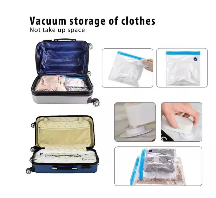 Mini Compresor Aire Inflador Vacío Alimento 2 En 1 + 5 Bolsa-2