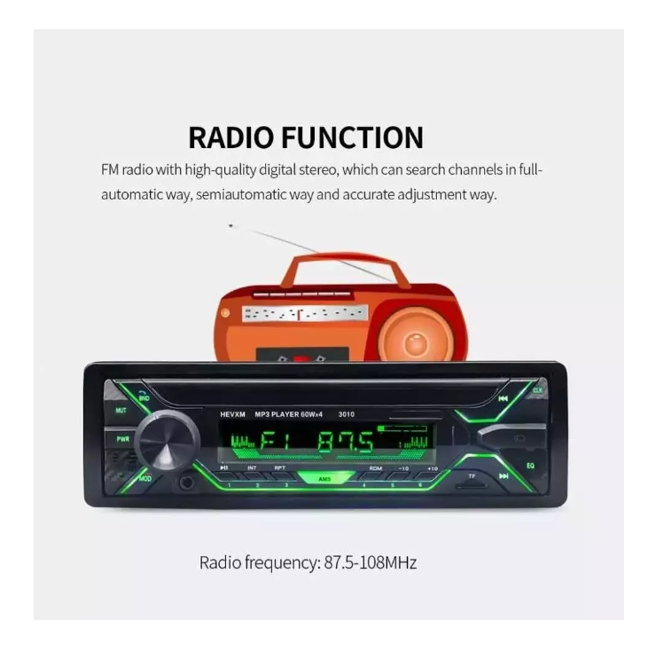 Radio Auto Panel Desmontable Bluetooth Mp3 Aux Usb-3