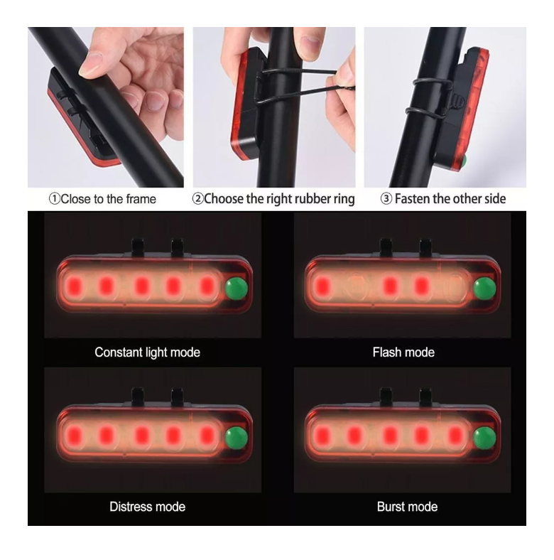 Luz Led Trasera Bicicleta Usb Emergencia Seguridad Recarga-4