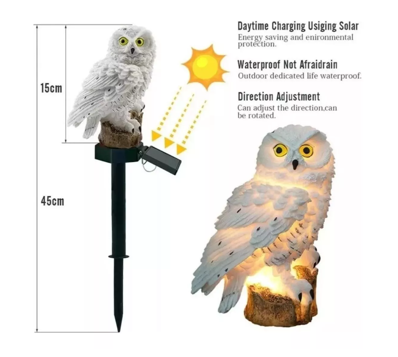 Lampara Led Solar Buho Jardin Terraza Decoracion-1