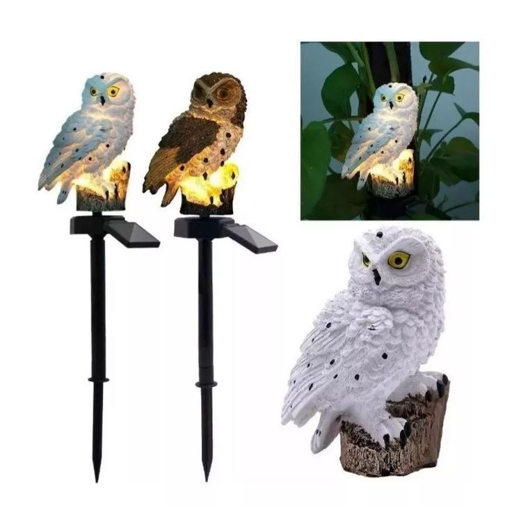 Lampara Led Solar Buho Jardin Terraza Decoracion-2