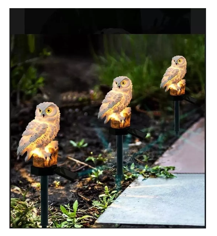 Lampara Led Solar Buho Jardin Terraza Decoracion-3