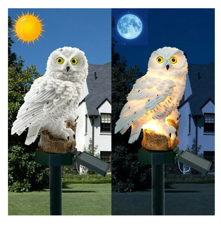 Lampara Led Solar Buho Jardin Terraza Decoracion-4