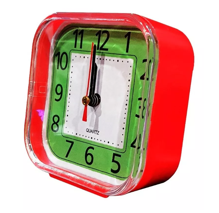 Reloj Despertador Cuadrado Dormitorio Casa Colores Alarma-3