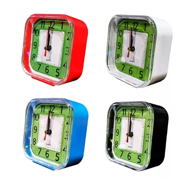 Reloj Despertador Cuadrado Dormitorio Casa Colores Alarma-5