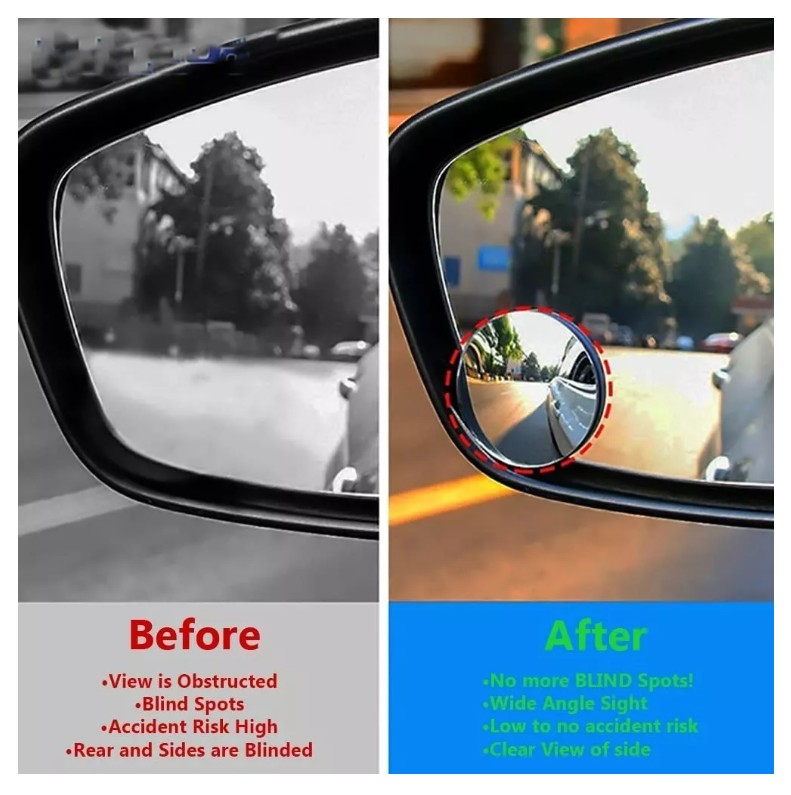 Set 3 Espejo Retrovisor Punto Ciego 90mm 70mm 45mm Adhesivo-5