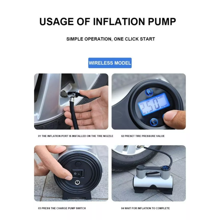 Compresor De Aire Digital 150 Psi Para Auto 12v Linterna Led-6