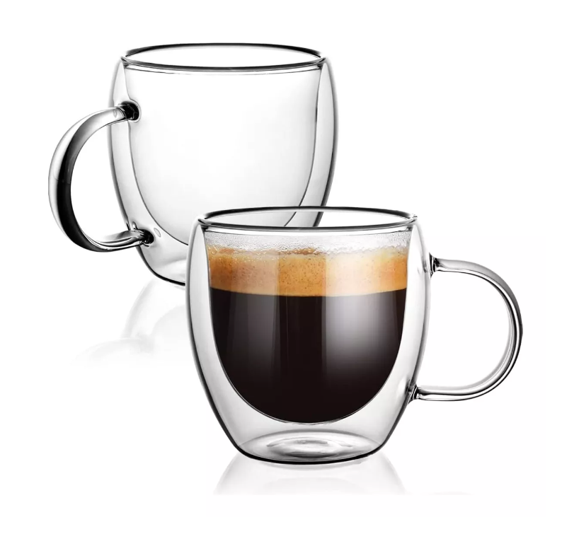Pack 2 Tazas De Vidrio Doble Pared Café Té 250 Ml Cappuchino-0
