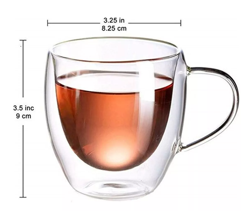Pack 2 Tazas De Vidrio Doble Pared Café Té 250 Ml Cappuchino-4