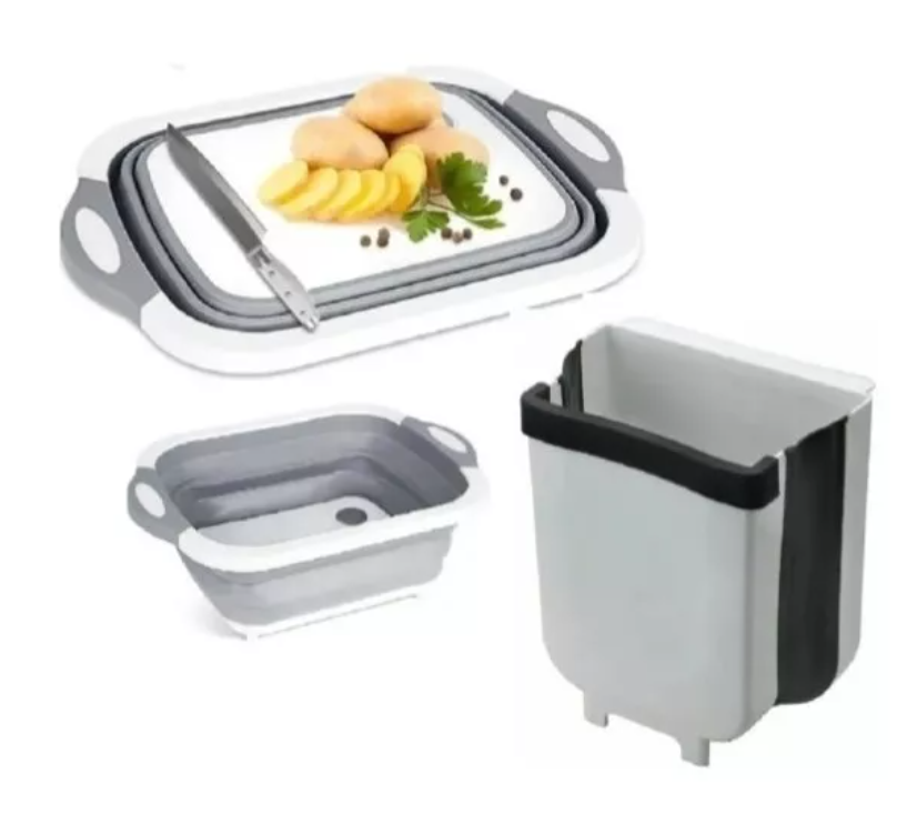 Pack Tabla Corte Plegable+ Basurero Cocina-0