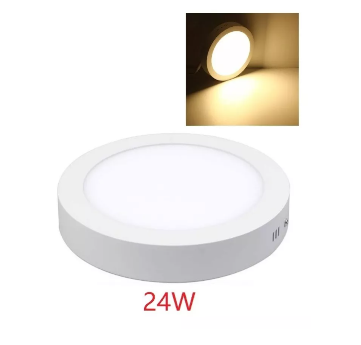 X3 Foco Panel Plafón Led 24w Sobrepuesto Redondo Luz Cálida-1