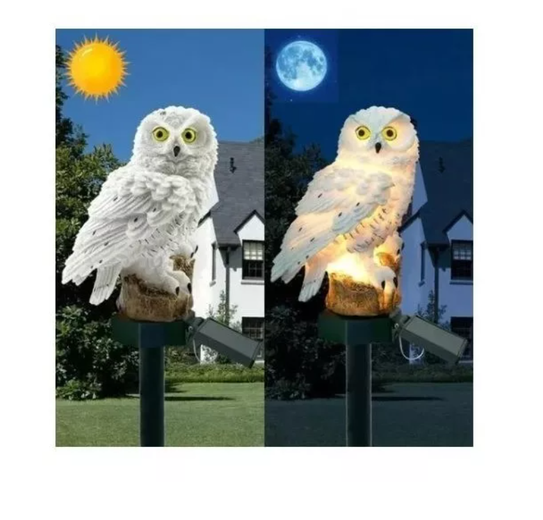 Pack X2 Lampara Led Solar Buho Jardín-5
