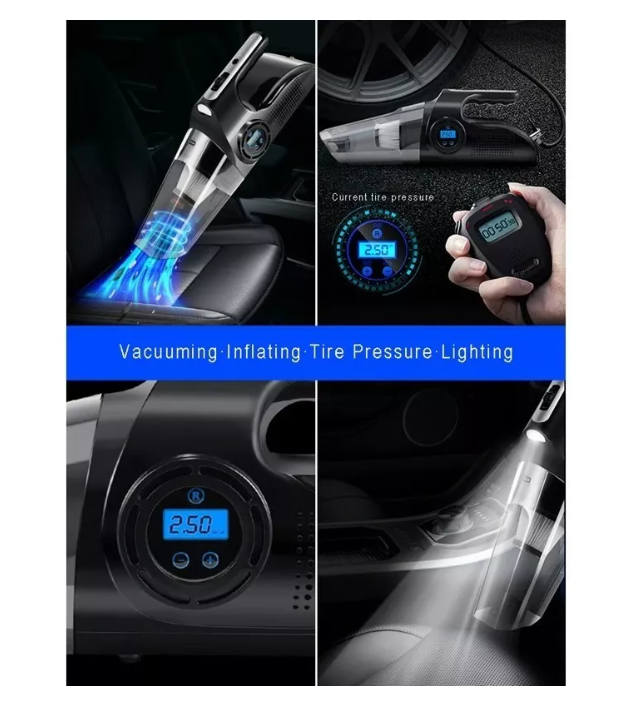 Aspiradora Automóvil 12v 120w Compresor Inflador Led 4 En 1-3