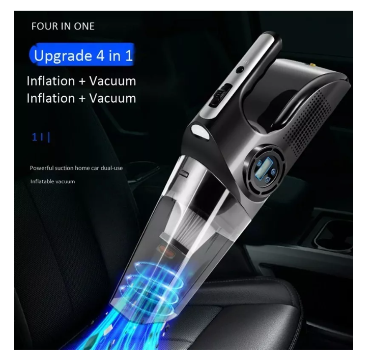 Aspiradora Automóvil 12v 120w Compresor Inflador Led 4 En 1-5