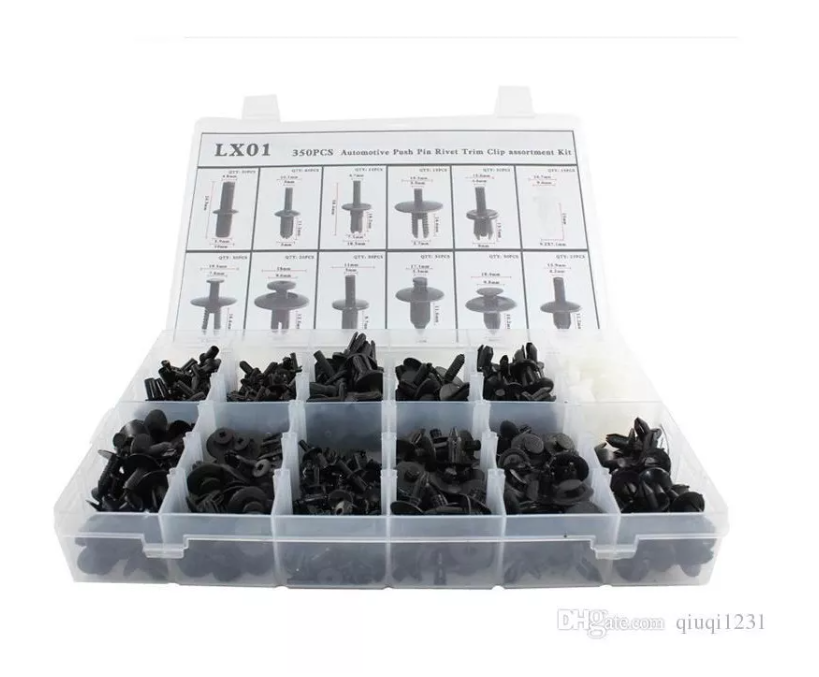 Caja 350 Clips Fijacion Broche Retencion Plastico Tapabarro-3