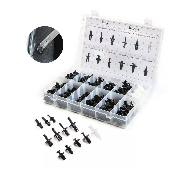 Caja 350 Clips Fijacion Broche Retencion Plastico Tapabarro-4