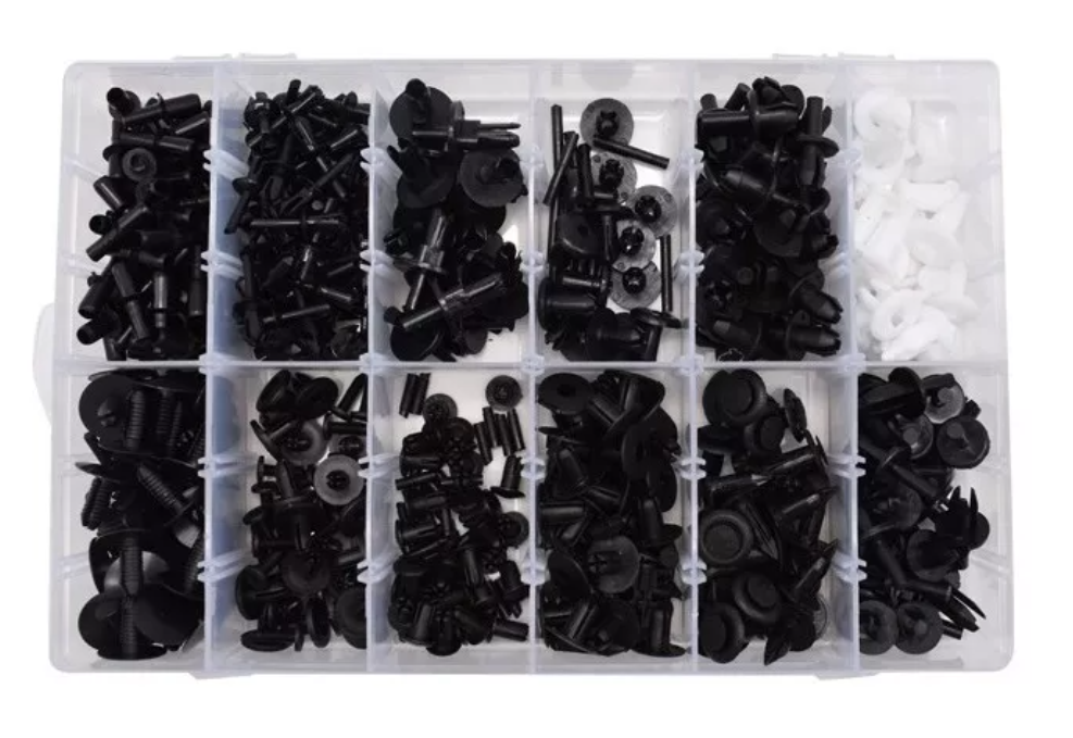 Caja 350 Clips Fijacion Broche Retencion Plastico Tapabarro-7