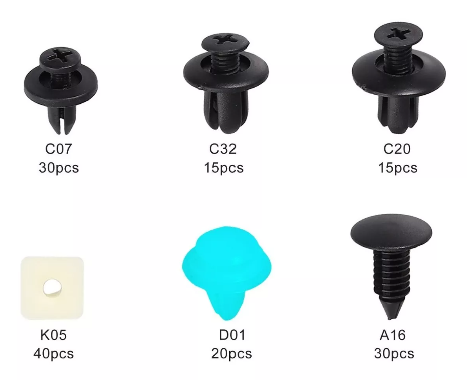 Caja 150 Clips Fijacion Broche Retencion Plastico Tapabarro-1