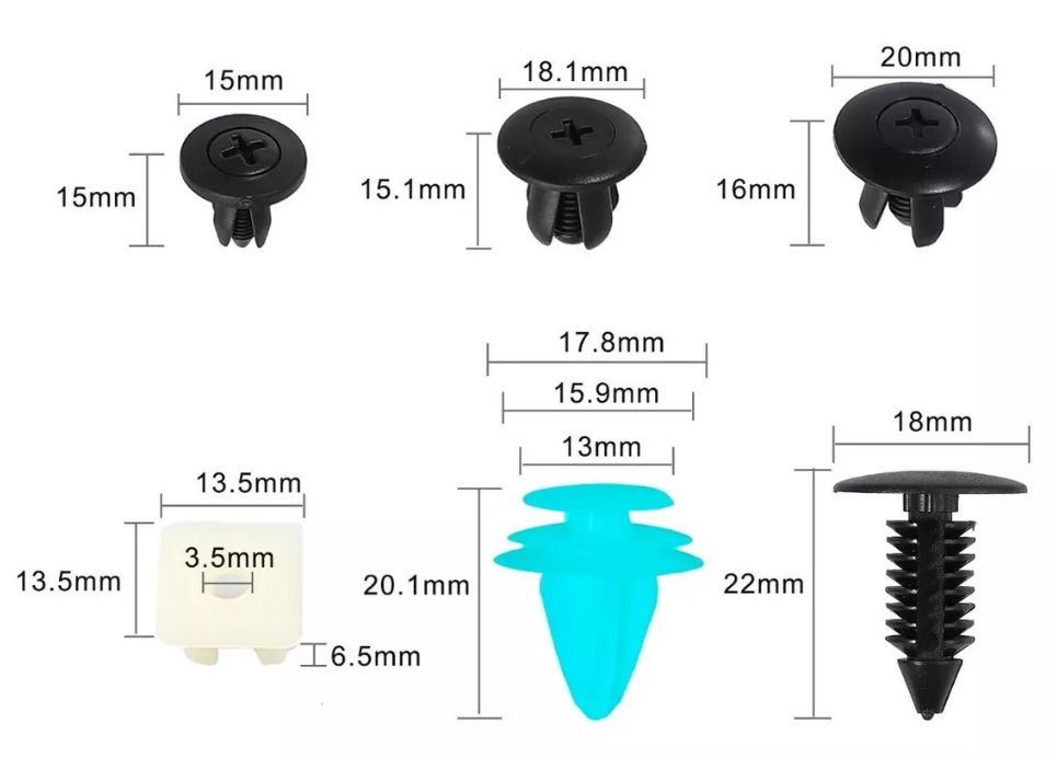 Caja 150 Clips Fijacion Broche Retencion Plastico Tapabarro-2