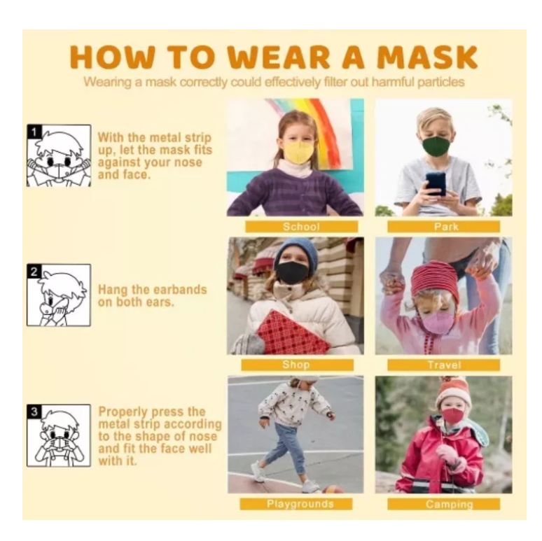 X10 Mascarillas Niños Con Diseño Kn95 5pliegues Reutilizable niña-7