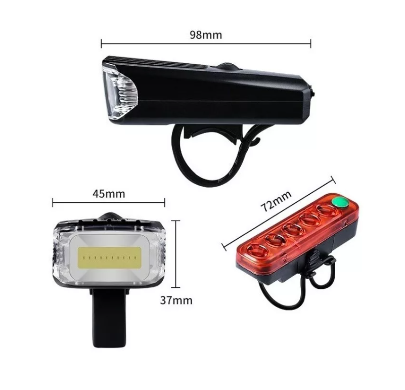 Pack Luces Led Para Bicicleta Recargable Usb + Luz Trasera-4