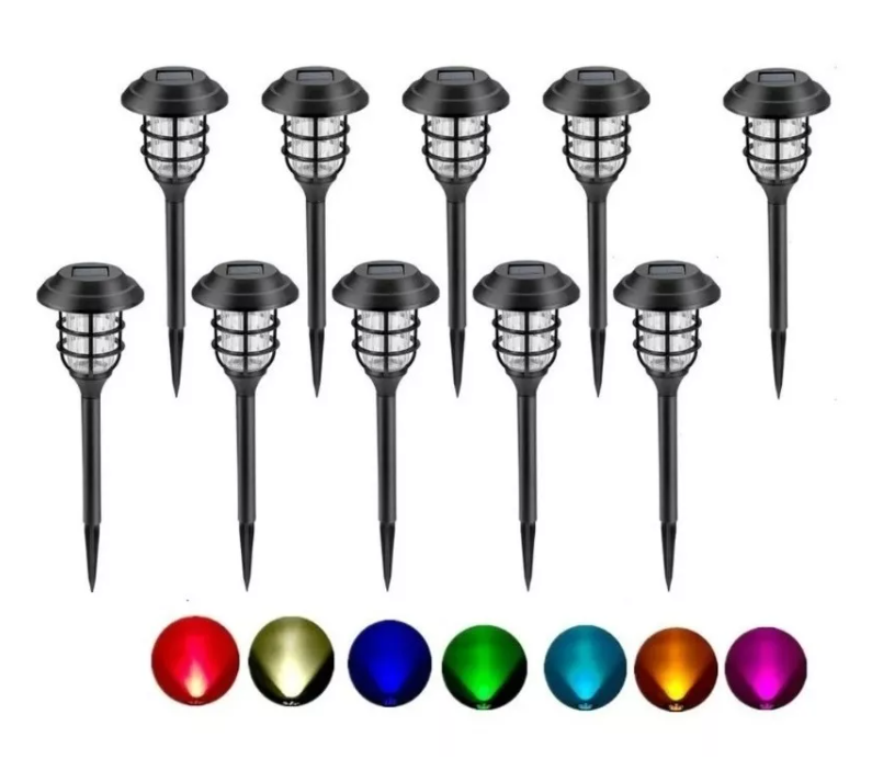 Pack 10 Rbg Lámpara Solar Luces Led De Césped Tierra Jardin-0