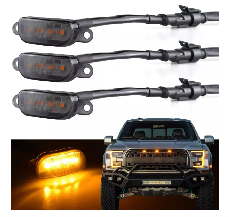 Kit 3 Luces Led Tipo Raptor Universal Parrilla Rejilla Ambar-0
