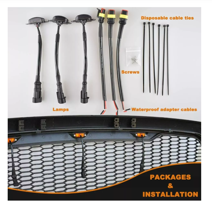 Kit 3 Luces Led Tipo Raptor Universal Parrilla Rejilla Ambar-4