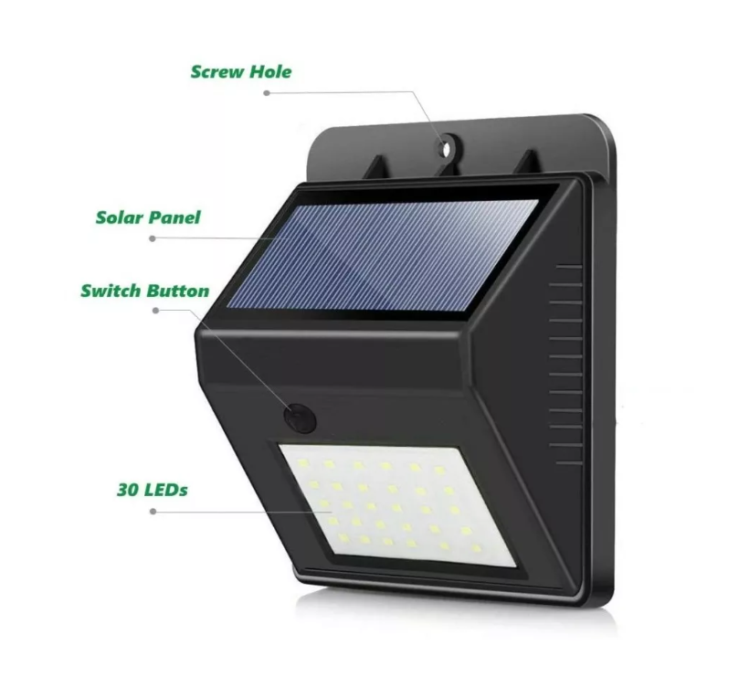 X5 Luz Lámpara De Pared Foco Solar 30 Led Exterior-2