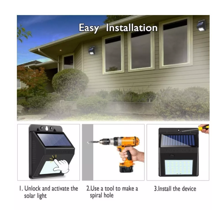 X5 Luz Lámpara De Pared Foco Solar 30 Led Exterior-4