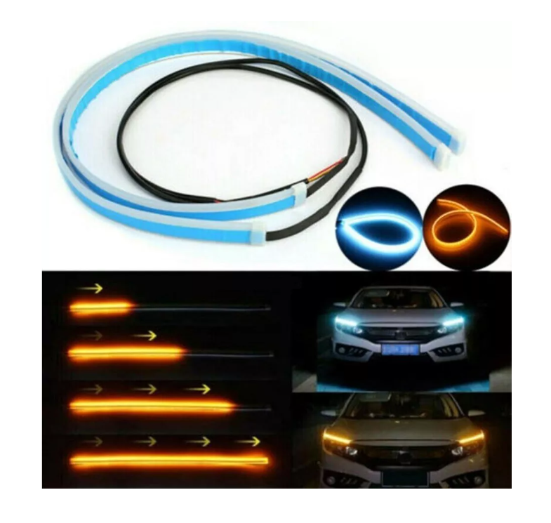 X2 Cinta Tira Led Ojos Angel Blanco Ambar Intermitentes 45cm-5